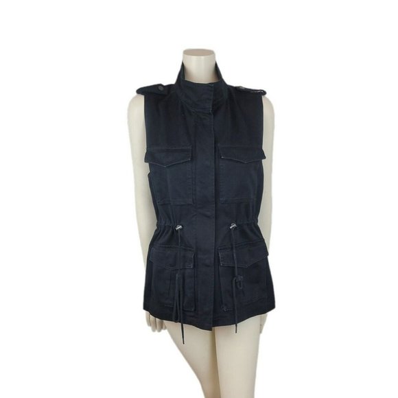 Aritzia Talula Yerwood Utility Vest Flap Pockets Drawstring Waist Epaulet - Picture 4 of 12